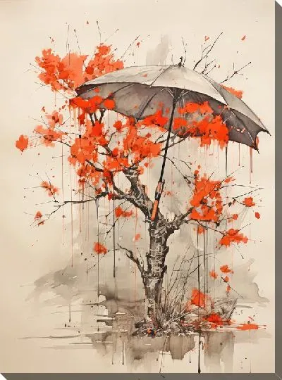 Картина маслом Зонт в стиле арт №52