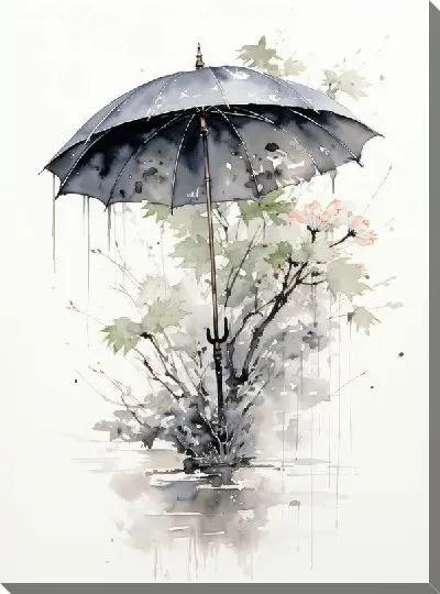 Картина маслом Зонт в стиле арт №54