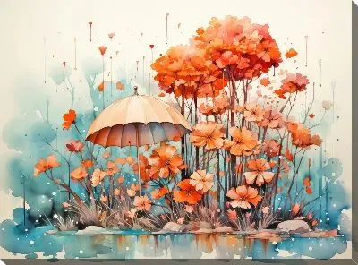 Картина маслом Зонт в стиле арт №55