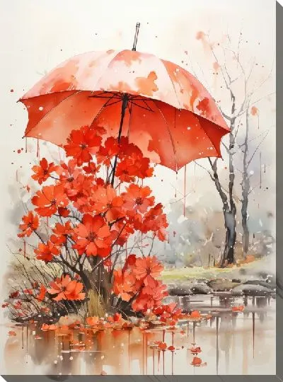 Картина маслом Зонт в стиле арт №57