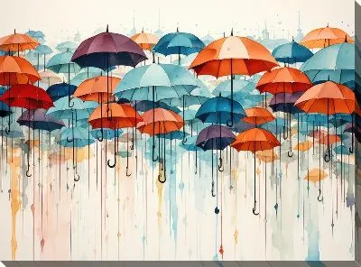 Картина маслом Зонты в стиле арт №58