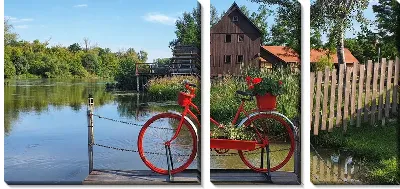 Модульная картина Красный велосипед в Голландии