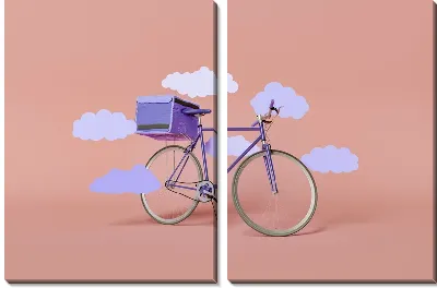 Модульная картина Велосипед и облака