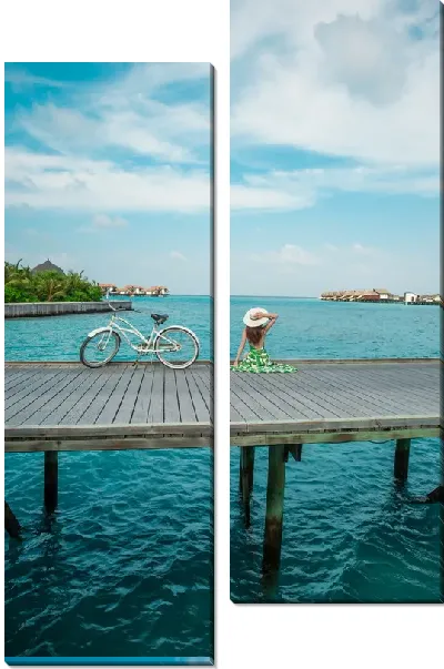 Модульная картина Велосипед на пирсе №2