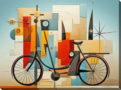 Картина маслом Велосипед в стиле арт №1