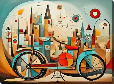 Картина маслом Велосипед в стиле арт №2
