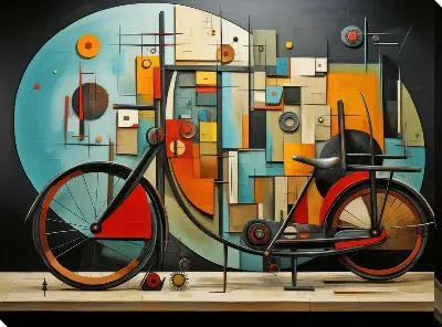 Картина маслом Велосипед в стиле арт №6