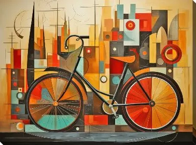 Картина маслом Велосипед в стиле арт №7