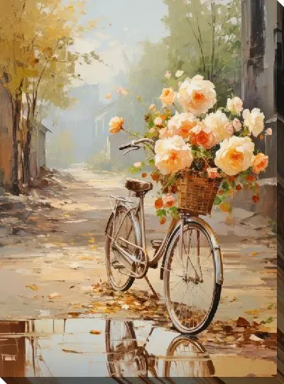 Картина маслом Велосипед в стиле арт №8