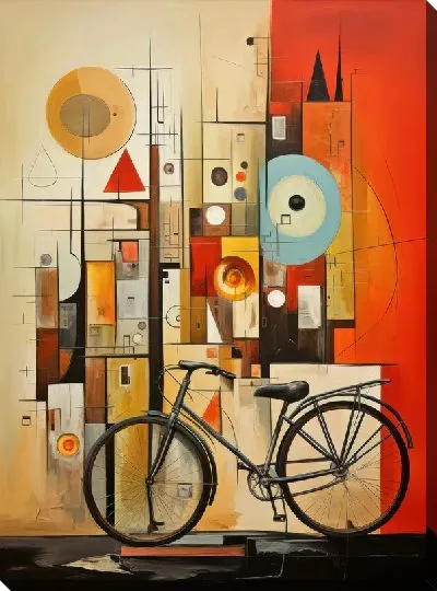 Картина маслом Велосипед в стиле арт №9