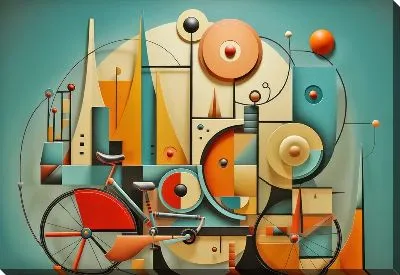 Картина маслом Велосипед в стиле арт №10