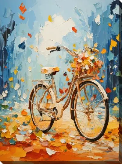 Картина маслом Велосипед в стиле арт №14