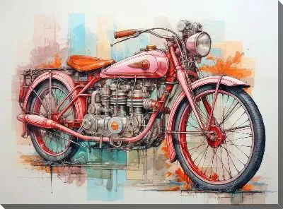Картина маслом Мотоцикл в стиле арт №1