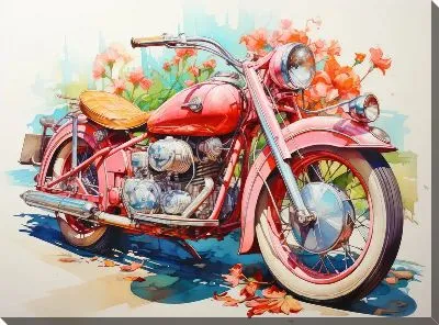 Картина маслом Мотоцикл в стиле арт №2