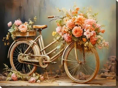 Картина маслом Велосипед в стиле арт №19