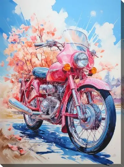 Картина маслом Мотоцикл в стиле арт №4