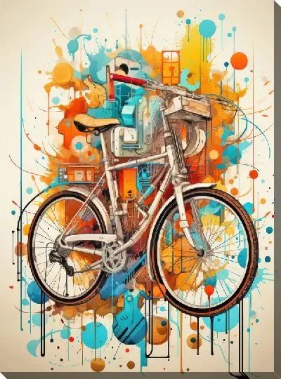 Картина маслом Велосипед в стиле арт №20