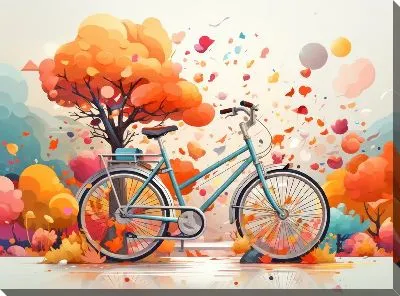 Картина маслом Велосипед в стиле арт №21