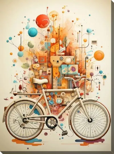 Картина маслом Велосипед в стиле арт №22