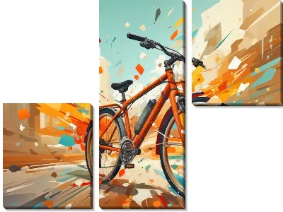 Модульная картина Велосипед в стиле арт №24