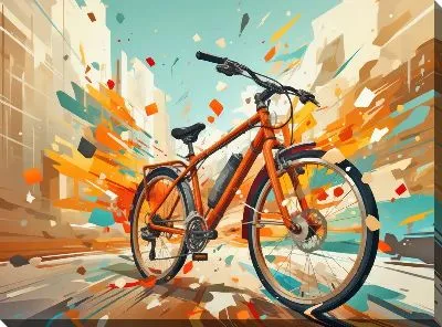 Картина маслом Велосипед в стиле арт №24