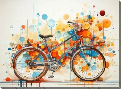 Картина маслом Велосипед в стиле арт №25