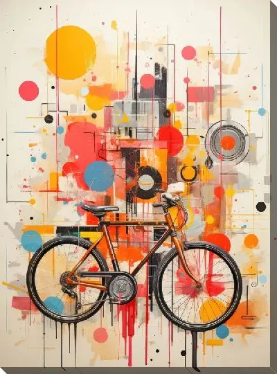 Картина маслом Велосипед в стиле арт №26
