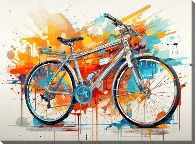 Картина маслом Велосипед в стиле арт №27