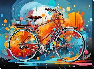 Картина маслом Велосипед в стиле арт №29