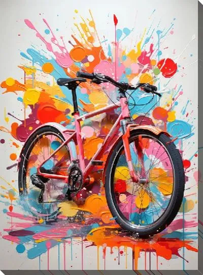 Картина маслом Велосипед в стиле арт №31