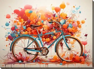 Картина маслом Велосипед в стиле арт №32