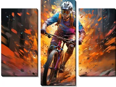 Модульная картина Велосипедист в стиле арт №33