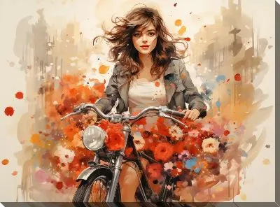 Картина маслом Велосипед в стиле арт №34