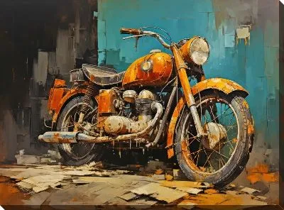 Картина маслом Мотоцикл в стиле арт №8