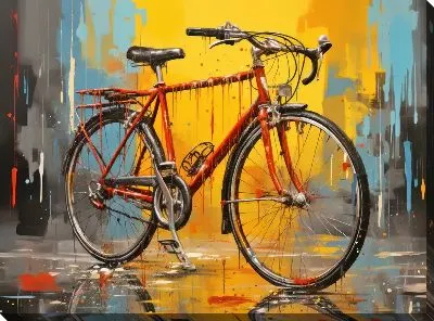 Картина маслом Велосипед в стиле арт №36