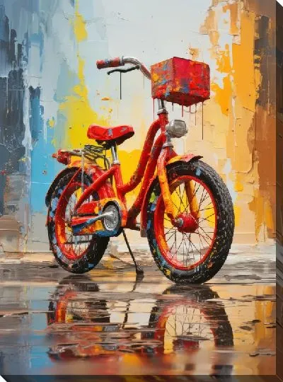 Картина маслом Велосипед в стиле арт №37