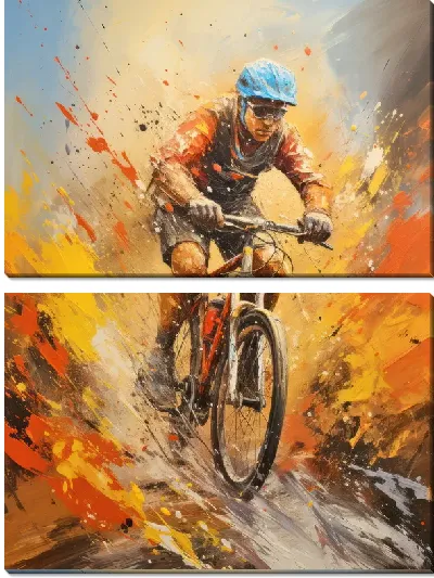 Модульная картина Велосипедист в стиле арт №38
