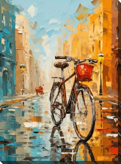 Картина маслом Велосипед в стиле арт №39
