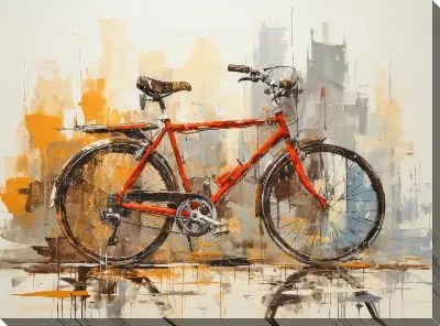 Картина маслом Велосипед в стиле арт №40