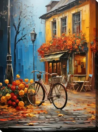 Картина маслом Велосипед в стиле арт №41