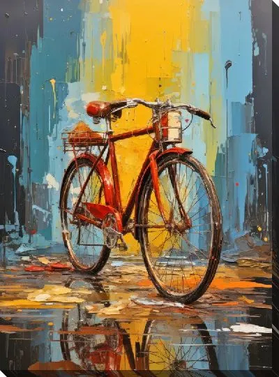 Картина маслом Велосипед в стиле арт №42