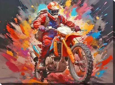 Картина маслом Мотоцикл в стиле арт №9