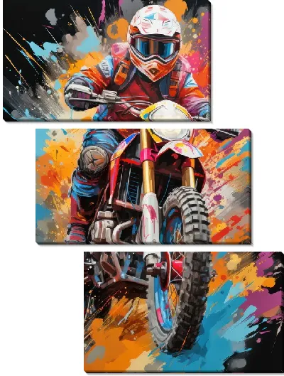 Модульная картина Арт-мотоциклист