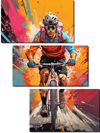 Модульная картина Арт-велосипедист №6