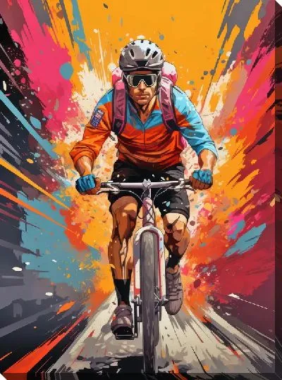 Картина маслом Арт-велосипедист №6