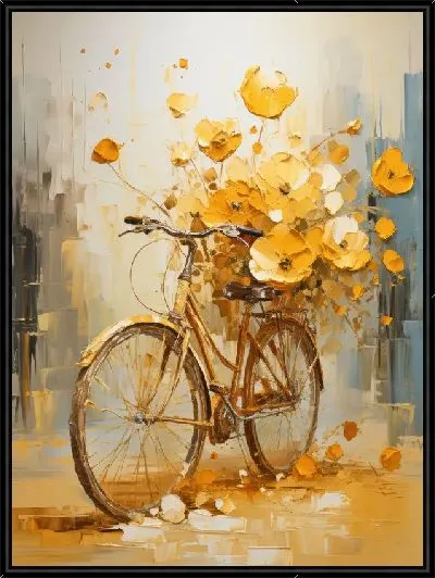 Картина Золотой велосипед в стиле арт