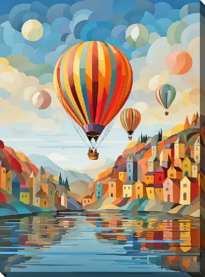 Картина маслом Воздушные шары в стиле арт №2