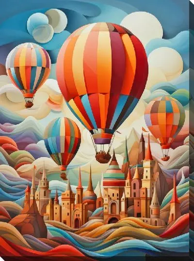 Картина маслом Воздушные шары в стиле арт №3