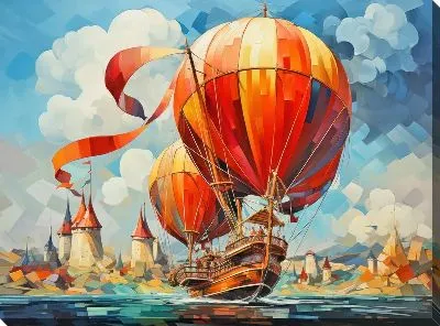 Картина маслом Воздушные шары в стиле арт №5