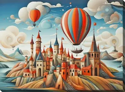 Картина маслом Воздушные шары в стиле арт №11